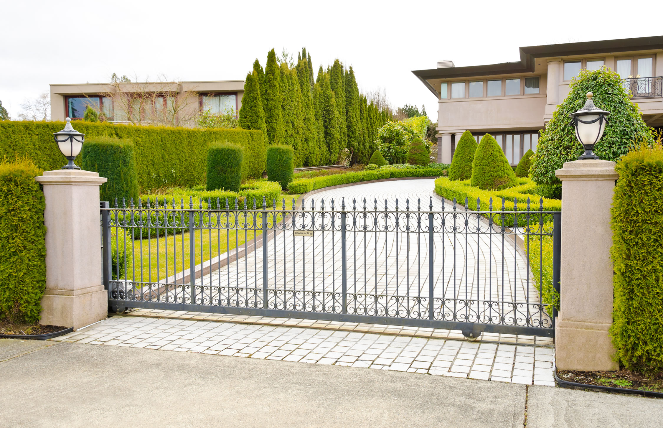 gated entry in tropical home